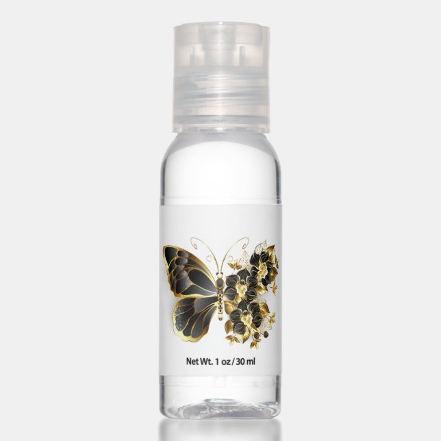 Gold Flower Butterfly with Black Orchid Hand Sanitizer (Front)