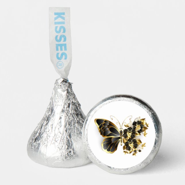 Gold Flower Butterfly with Black Orchid Hershey®'s Kisses® (Front)