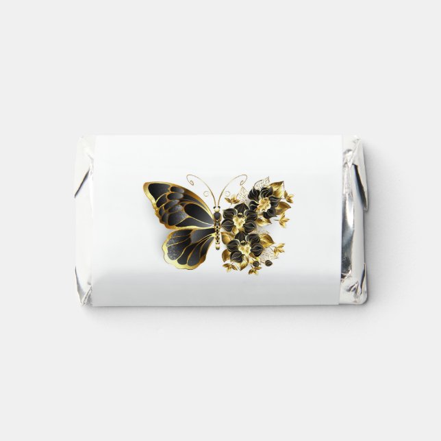Gold Flower Butterfly with Black Orchid Hershey's Miniatures (Front)