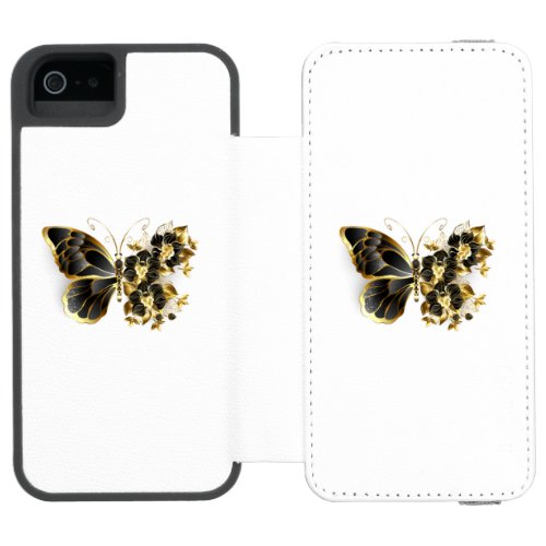 Gold Flower Butterfly with Black Orchid iPhone SE55s Wallet Case