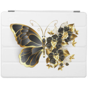 Gold Flower Butterfly with Black Orchid iPad Smart Cover