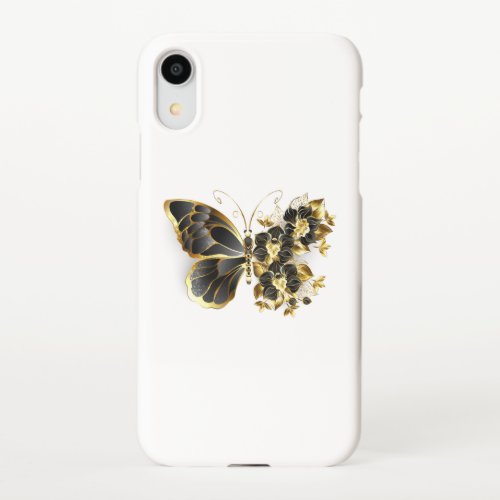 Gold Flower Butterfly with Black Orchid iPhone XR Case