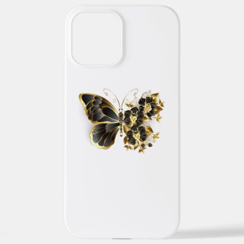 Gold Flower Butterfly with Black Orchid iPhone 12 Pro Max Case