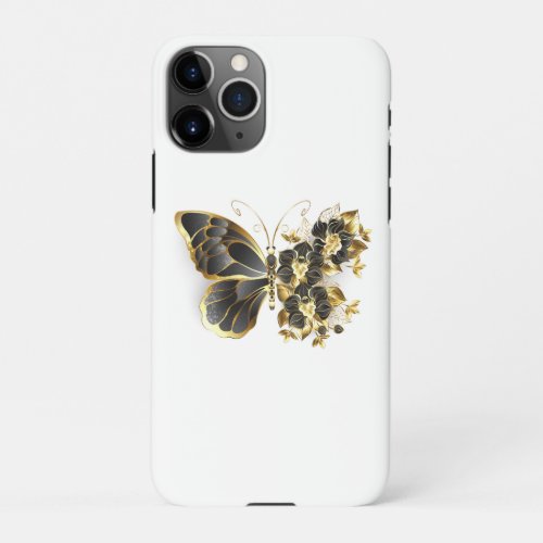 Gold Flower Butterfly with Black Orchid iPhone 11Pro Case