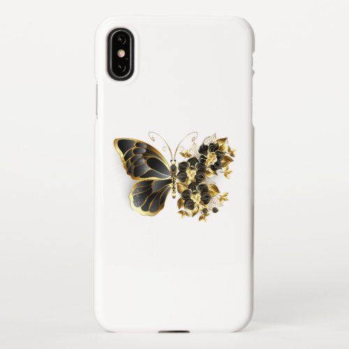 Gold Flower Butterfly with Black Orchid iPhone XS Max Case