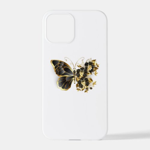 Gold Flower Butterfly with Black Orchid iPhone 12 Pro Case