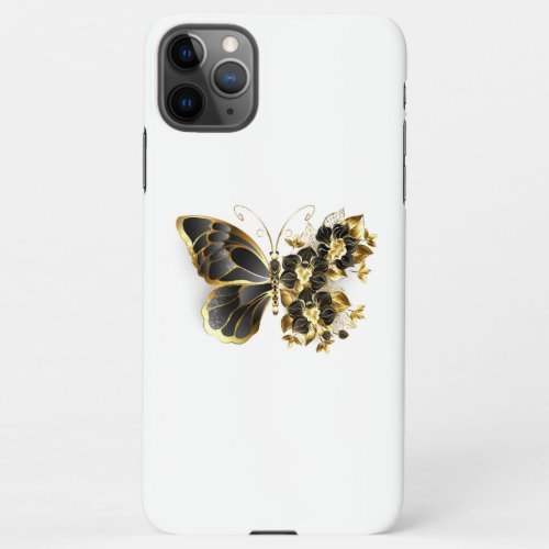 Gold Flower Butterfly with Black Orchid iPhone 11Pro Max Case