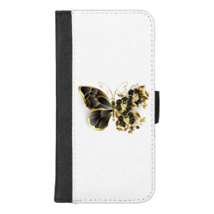 Gold Flower Butterfly with Black Orchid iPhone 8/7 Plus Wallet Case