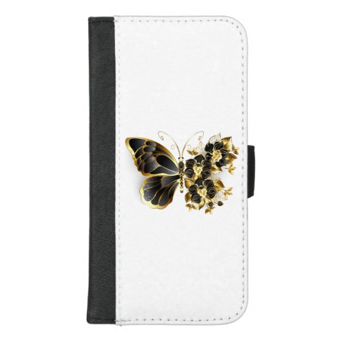 Gold Flower Butterfly with Black Orchid iPhone 87 Plus Wallet Case