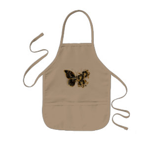 Gold Flower Butterfly with Black Orchid Kids' Apron