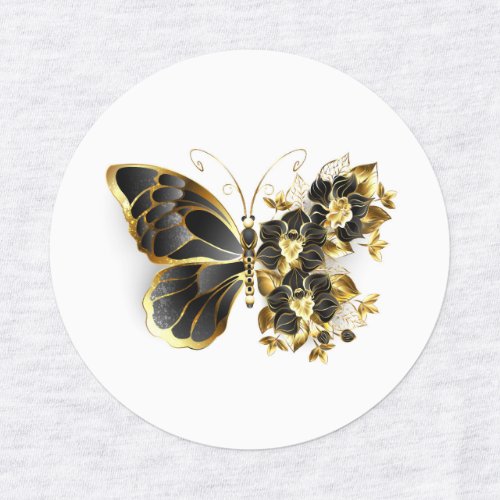 Gold Flower Butterfly with Black Orchid Kids Labels