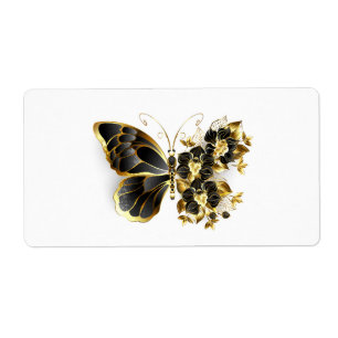 Gold Flower Butterfly with Black Orchid Label