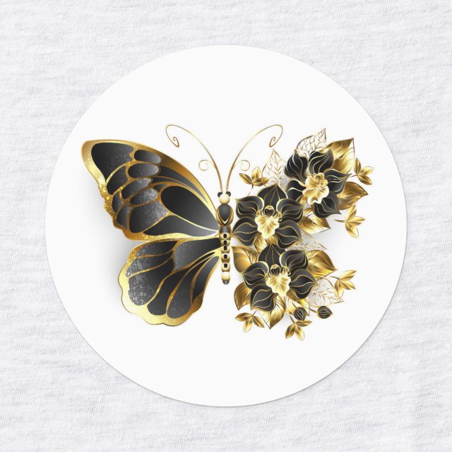 Gold Flower Butterfly with Black Orchid Labels (Design 1)