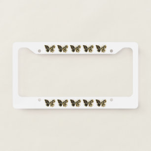 Gold Flower Butterfly with Black Orchid License Plate Frame