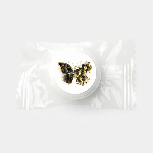 Gold Flower Butterfly with Black Orchid Life Saver® Mints (Front)