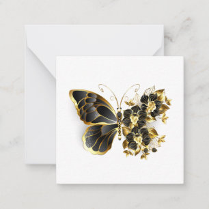 Gold Flower Butterfly with Black Orchid Note Card