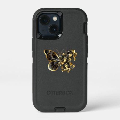 Gold Flower Butterfly with Black Orchid iPhone 13 Mini Case