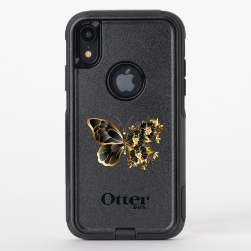 Gold Flower Butterfly with Black Orchid OtterBox Commuter iPhone XR Case