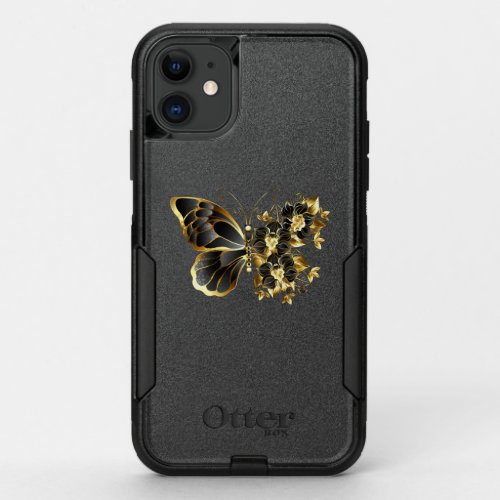 Gold Flower Butterfly with Black Orchid OtterBox Commuter iPhone 11 Case