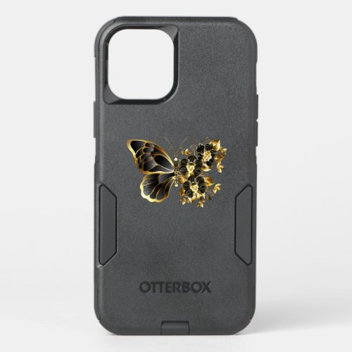 Gold Flower Butterfly with Black Orchid OtterBox Commuter iPhone 12 Pro Case