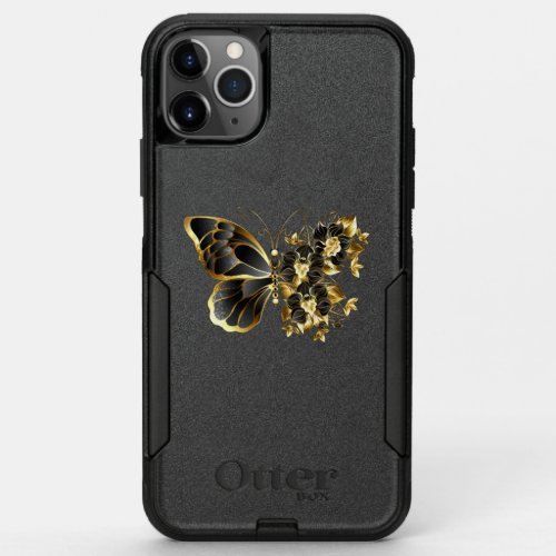 Gold Flower Butterfly with Black Orchid OtterBox Commuter iPhone 11 Pro Max Case