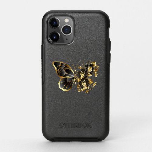 Gold Flower Butterfly with Black Orchid OtterBox Symmetry iPhone 11 Pro Case