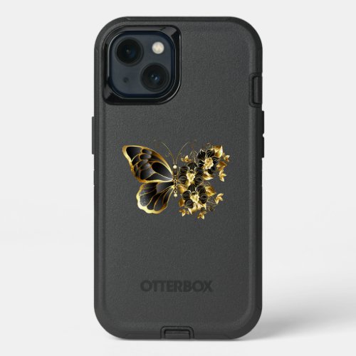 Gold Flower Butterfly with Black Orchid iPhone 13 Case