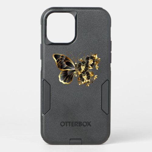 Gold Flower Butterfly with Black Orchid OtterBox Commuter iPhone 12 Case