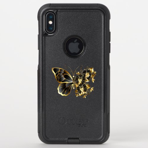 Gold Flower Butterfly with Black Orchid OtterBox Commuter iPhone XS Max Case