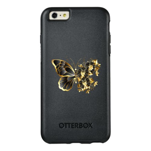 Gold Flower Butterfly with Black Orchid OtterBox iPhone 66s Plus Case