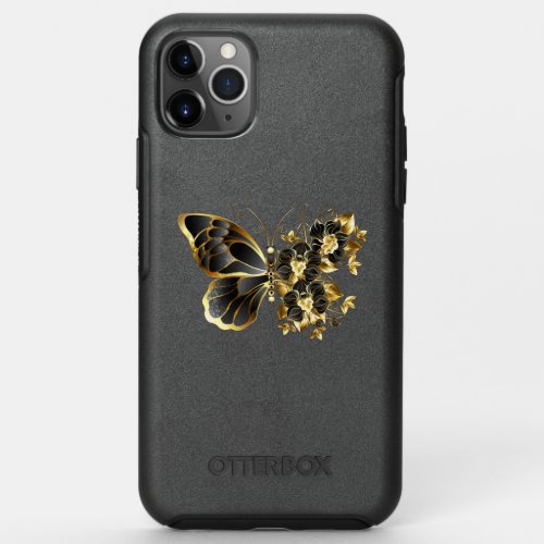 Gold Flower Butterfly with Black Orchid OtterBox Symmetry iPhone 11 Pro Max Case