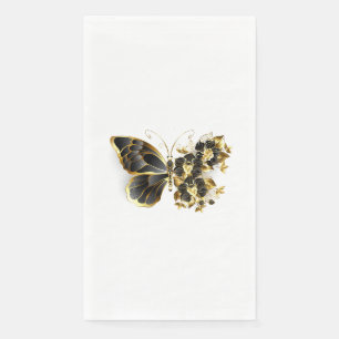 Gold Flower Butterfly with Black Orchid Paper Guest Towels