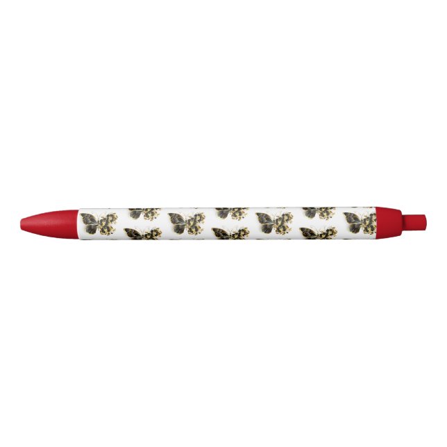 Gold Flower Butterfly with Black Orchid Pen (Front)