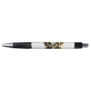 Gold Flower Butterfly with Black Orchid Pen