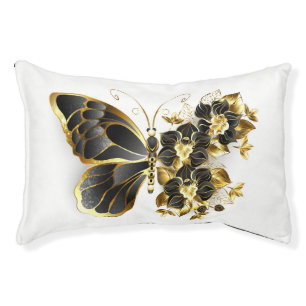 Gold Flower Butterfly with Black Orchid Pet Bed