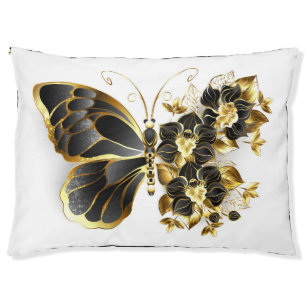 Gold Flower Butterfly with Black Orchid Pet Bed