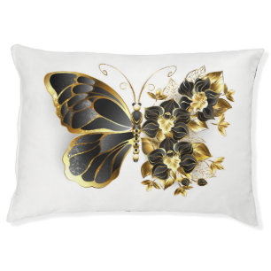 Gold Flower Butterfly with Black Orchid Pet Bed