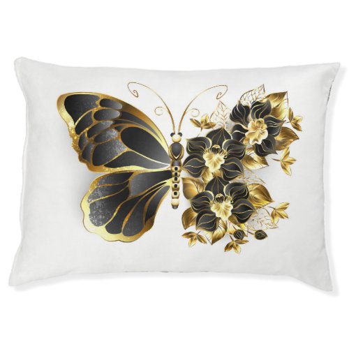 Gold Flower Butterfly with Black Orchid Pet Bed