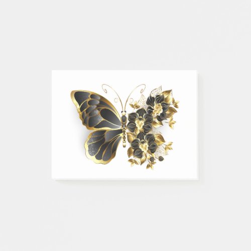 Gold Flower Butterfly with Black Orchid Post_it Notes