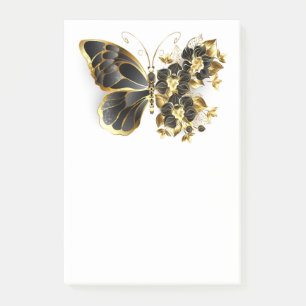 Gold Flower Butterfly with Black Orchid Post-it Notes