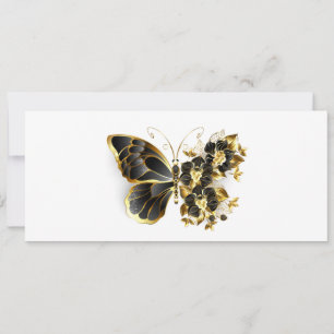 Gold Flower Butterfly with Black Orchid Save The Date
