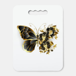 Gold Flower Butterfly with Black Orchid Seat Cushion