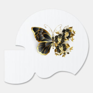 Gold Flower Butterfly with Black Orchid Sign