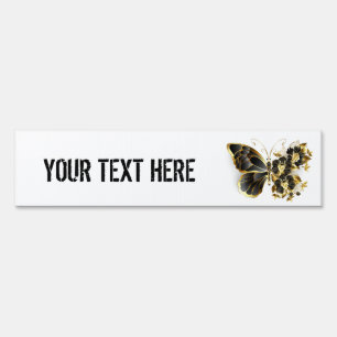 Gold Flower Butterfly with Black Orchid Sign