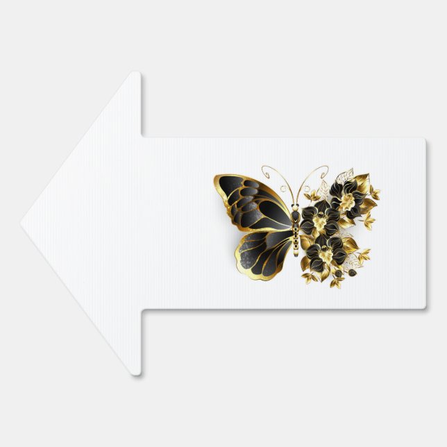 Gold Flower Butterfly with Black Orchid Sign (Front)