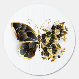 Gold Flower Butterfly with Black Orchid Sign