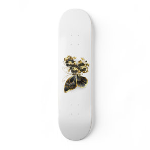 Gold Flower Butterfly with Black Orchid Skateboard