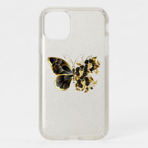 Gold Flower Butterfly with Black Orchid Speck iPhone 11 Case