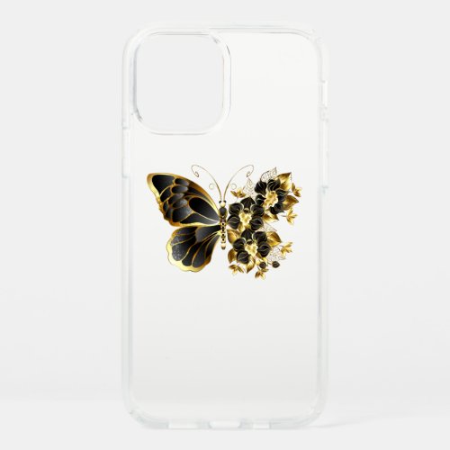 Gold Flower Butterfly with Black Orchid Speck iPhone 12 Case