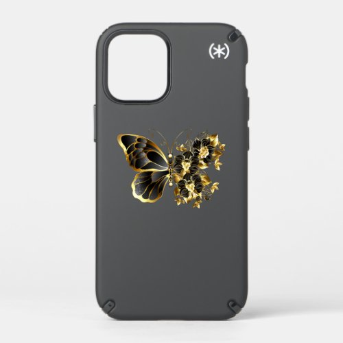 Gold Flower Butterfly with Black Orchid Speck iPhone 12 Mini Case